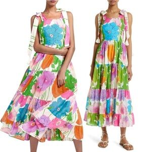 Mille Daphne tiered Sedgwick floral midi dress size small cottagecore prairie